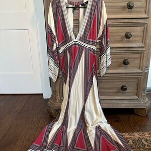 Lulu's Red and Cream Geometric Maxi Dress